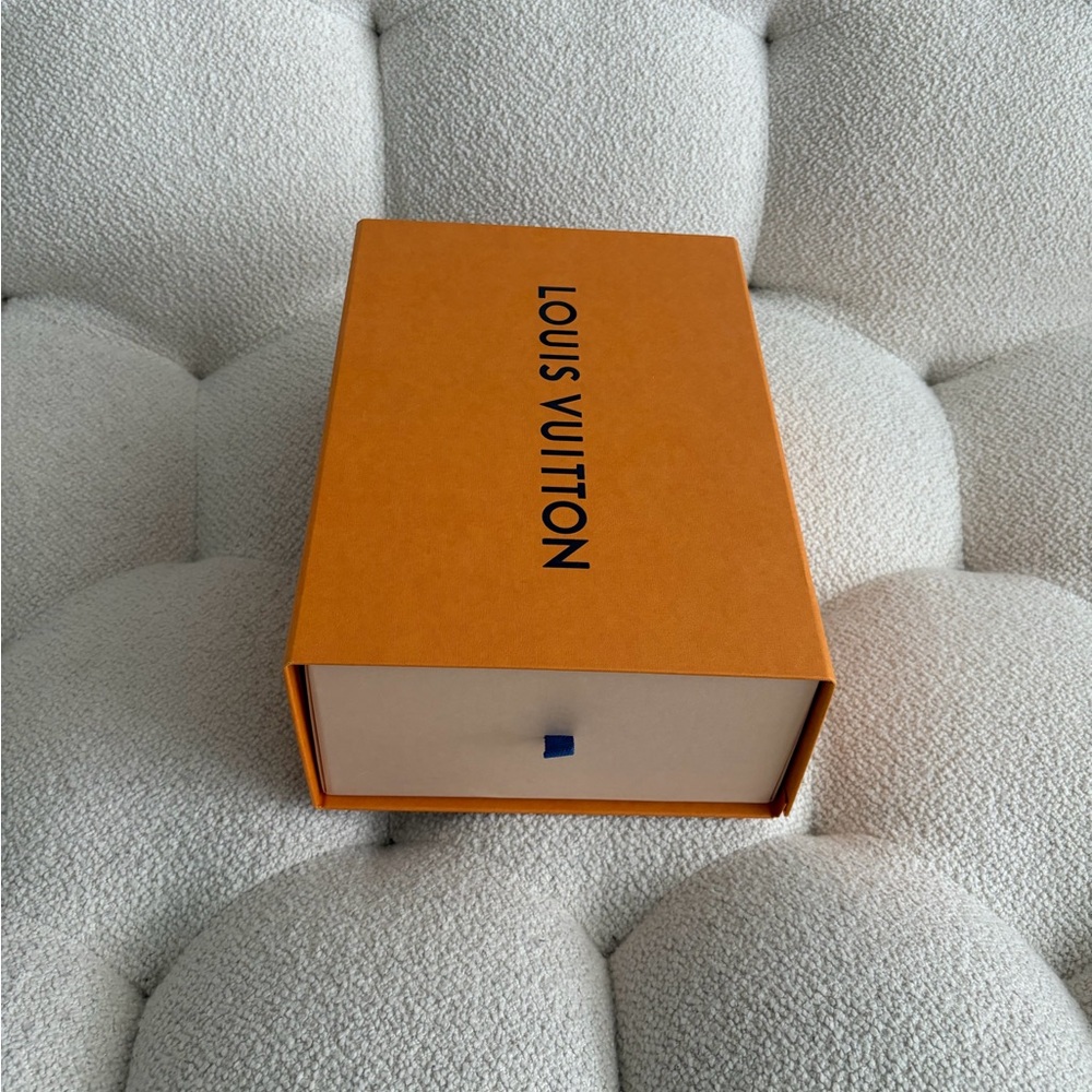 Louis Vuitton Orange Box with Cream Drawer and Blue Pull, Empty